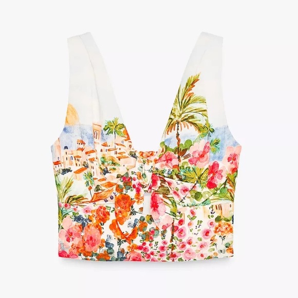 ZARA PRINTED KNOT TOP - Picture 8 of 15